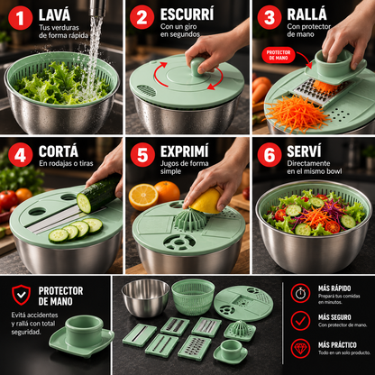Rallá, separá, lavá y escurrí tus alimentos en un solo lugar